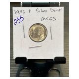 1946 P Roosevelt Silver Dime Graded MS63