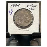 1934 Buffalo Nickel in Very Fine Condition