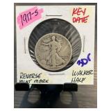 1917-S Walking Liberty Half Dollar, Key Date, Reve