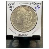 1878 Morgan Silver Dollar, Reverse 79, EF/AU Condi