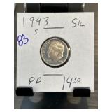 1993-S Proof Roosevelt Dime in Stapled Holder
