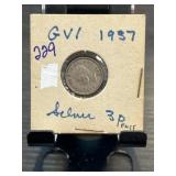1937 Great Britain George VI Silver Threepence Coi