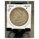 1904 Morgan Silver Dollar in Display Flip