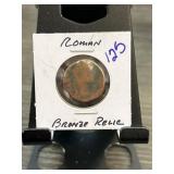 Roman Bronze Coin Relic in Protective Holder