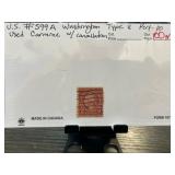 US #599A Washington Type II Used Carmine Stamp Wit