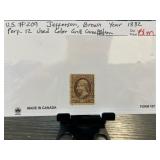 U.S. #209 Jefferson Brown 1882 Stamp with Color Gr