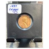 1937 Lincoln Wheat Cent in Protective Display