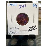 1944 Lincoln Wheat Cent with Wild Toning