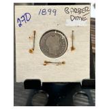 1899 Barber Dime in Display Holder