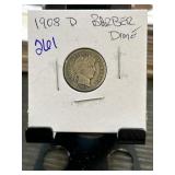1908-D Barber Dime in Protective Holder