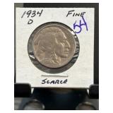 1934-D Buffalo Nickel in Fine Condition