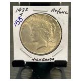 1922-S Peace Silver Dollar High Grade in Coin Hold
