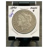 1890-O Morgan Silver Dollar in Holder