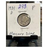 1931-D Mercury Dime in Flip Holder
