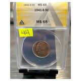 1941-S Jefferson Nickel Graded MS 65 by ANACS