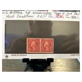 U.S. #599A 2-Cent Washington Type II Coil Pair in