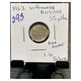 1963 Netherlands Antilles 1/10 Gulden Silver Coin
