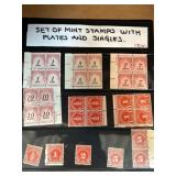 Mint Stamps with Plate Blocks and Singles, Multipl