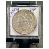 1878 Morgan Silver Dollar with 7TF Reverse in Prot