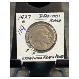 1927-S Buffalo Nickel DDO-001 with Extra Thick Fea