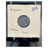 1964 Algerian 1 Centime Coin in Protective Holder