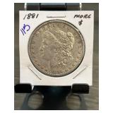 1881 Morgan Silver Dollar in Display Holder