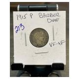 1915 P Barber Dime in VF-XF Condition