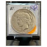 1927 Peace Silver Dollar Coin in Protective Case