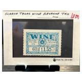 Texas Wine Revenue Tax Stamp with Serial Number