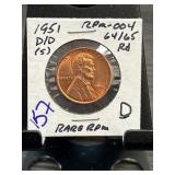 1951-D/D Lincoln Wheat Penny RPM-004 D/D (S) 64/65