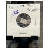 1 Gram .999 Fine Silver Bar Displayed in Card Hold