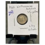 1963 Netherlands Antilles 1/10 Gulden Silver Coin