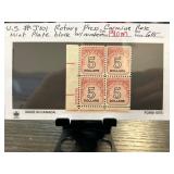 US J101 Rotary Press Carmine Rose Mint Plate Block