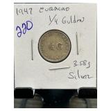 1947 Curacao 1/4 Gulden Silver Coin