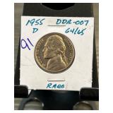 1955 D Jefferson Nickel DDR-007 Graded 64/65