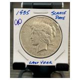 1935 Peace Silver Dollar, Last Year of Mintage, Sc