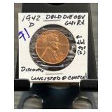 1942 D Lincoln Wheat Cent Doubled Die Obverse, MS6
