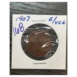 1907 Indian Head One Cent Coin in Protective Holde