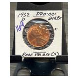 1952-D Lincoln Wheat Penny Doubled Die Obverse (DD