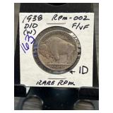 1938-D/D Buffalo Nickel RPM-002 DDO (W) With Rare