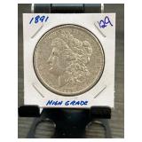 1891 Morgan Silver Dollar in High Grade Condition