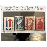 US #E21-23 and FA1 Mint Stamp Set with No Gum