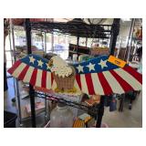 Wooden Hanging American Eagle Plaque With U.S. Fla