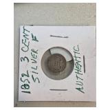 1852 Silver Three-Cent Piece in Fine Condition