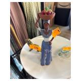 Hand-Painted Ceramic Figurine of Woman Carrying Ba