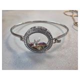 Origami Owl Silver-Tone Locket Bangle with Charms