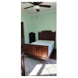 Vintage Carved Wooden Bed Frame with Floral Detail