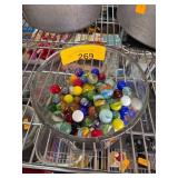 Glass Marbles in Clear Glass Container
