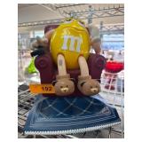 Yellow M&M Figurine in Red Armchair