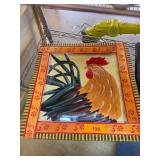 Clay Art Hand-Painted Regal Rooster Ceramic Plaque